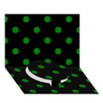Polka Dots - Green on Black Circle Bottom 3D Greeting Card (7x5)