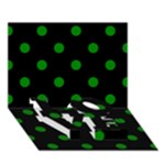 Polka Dots - Green on Black LOVE Bottom 3D Greeting Card (7x5)