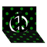 Polka Dots - Green on Black Peace Sign 3D Greeting Card (7x5)