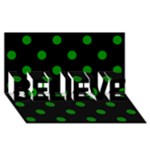 Polka Dots - Green on Black BELIEVE 3D Greeting Card (8x4)