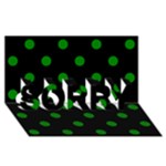 Polka Dots - Green on Black SORRY 3D Greeting Card (8x4)