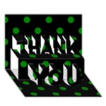 Polka Dots - Green on Black THANK YOU 3D Greeting Card (7x5)