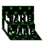 Polka Dots - Green on Black TAKE CARE 3D Greeting Card (7x5)