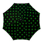 Polka Dots - Green on Black Golf Umbrella