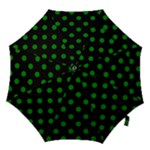 Polka Dots - Green on Black Hook Handle Umbrella (Large)