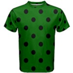 Polka Dots - Black on Dark Green Men s Cotton Tee