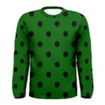 Polka Dots - Black on Dark Green Men s Long Sleeve T-shirt