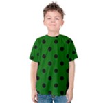 Polka Dots - Black on Dark Green Kid s Cotton Tee