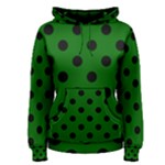 Polka Dots - Black on Dark Green Women s Pullover Hoodie