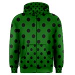 Polka Dots - Black on Dark Green Men s Zipper Hoodie