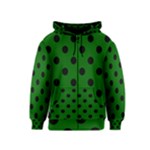 Polka Dots - Black on Dark Green Kid s Zipper Hoodie