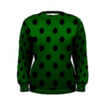 Polka Dots - Black on Dark Green Women s Sweatshirt
