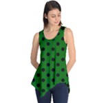 Polka Dots - Black on Dark Green Sleeveless Tunic