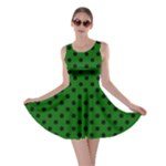Polka Dots - Black on Dark Green Skater Dress