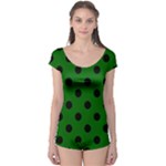 Polka Dots - Black on Dark Green Boyleg Leotard (Ladies)