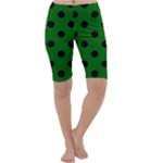 Polka Dots - Black on Dark Green Cropped Leggings