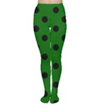 Polka Dots - Black on Dark Green Women s Tights