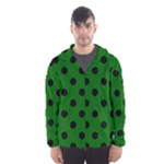 Polka Dots - Black on Dark Green Hooded Wind Breaker (Men)