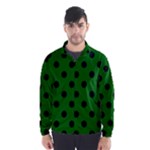 Polka Dots - Black on Dark Green Wind Breaker (Men)