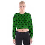 Polka Dots - Black on Dark Green Women s Cropped Sweatshirt