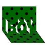 Polka Dots - Black on Dark Green BOY 3D Greeting Card (7x5)