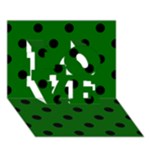 Polka Dots - Black on Dark Green LOVE 3D Greeting Card (7x5)