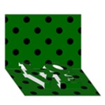 Polka Dots - Black on Dark Green LOVE Bottom 3D Greeting Card (7x5)