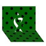 Polka Dots - Black on Dark Green Ribbon 3D Greeting Card (7x5)