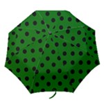 Polka Dots - Black on Dark Green Folding Umbrella