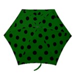 Polka Dots - Black on Dark Green Mini Umbrella