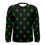 Polka Dots - Dark Green on Black Men s Long Sleeve T-shirt
