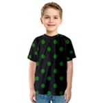Polka Dots - Dark Green on Black Kid s Sport Mesh Tee