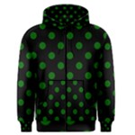 Polka Dots - Dark Green on Black Men s Zipper Hoodie