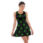 Polka Dots - Dark Green on Black Cotton Racerback Dress