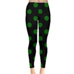 Polka Dots - Dark Green on Black Women s Leggings