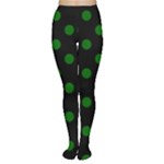 Polka Dots - Dark Green on Black Women s Tights
