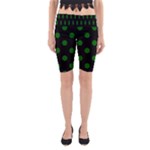 Polka Dots - Dark Green on Black Yoga Cropped Leggings