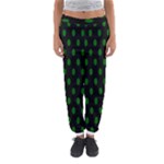 Polka Dots - Dark Green on Black Women s Jogger Sweatpants