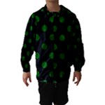 Polka Dots - Dark Green on Black Hooded Wind Breaker (Kids)