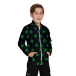 Polka Dots - Dark Green on Black Wind Breaker (Kids)