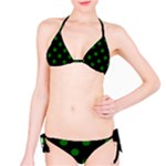 Polka Dots - Dark Green on Black Bikini Set