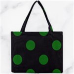 Polka Dots - Dark Green on Black Mini Tote Bag