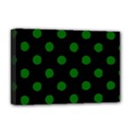 Polka Dots - Dark Green on Black Deluxe Canvas 18  x 12  (Stretched)