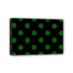Polka Dots - Dark Green on Black Mini Canvas 6  x 4  (Stretched)