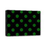 Polka Dots - Dark Green on Black Mini Canvas 7  x 5  (Stretched)