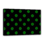 Polka Dots - Dark Green on Black Canvas 18  x 12  (Stretched)