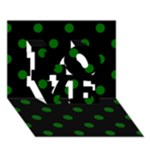 Polka Dots - Dark Green on Black LOVE 3D Greeting Card (7x5)
