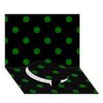 Polka Dots - Dark Green on Black Circle Bottom 3D Greeting Card (7x5)