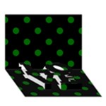 Polka Dots - Dark Green on Black LOVE Bottom 3D Greeting Card (7x5)