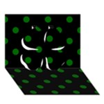 Polka Dots - Dark Green on Black Clover 3D Greeting Card (7x5)